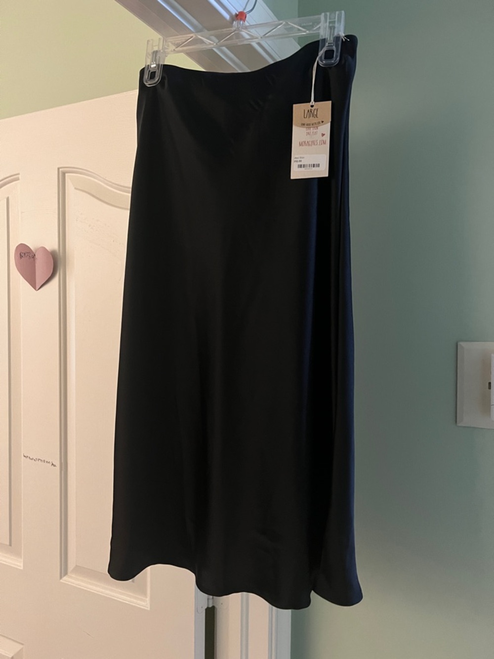 Mora Satin Midi Skirt in Black – Sleek Women's Slip Skirt brand new